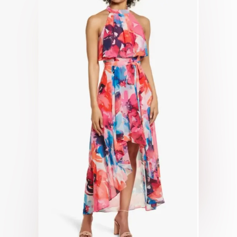 Eliza J NWOT chiffon halter dress size 14